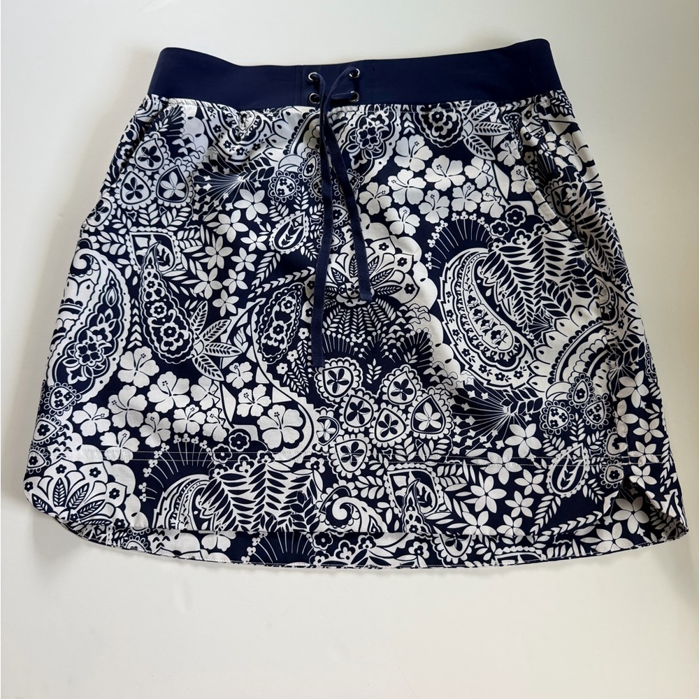 Tommy Bahama Navy and White Patterned Mini Skirt